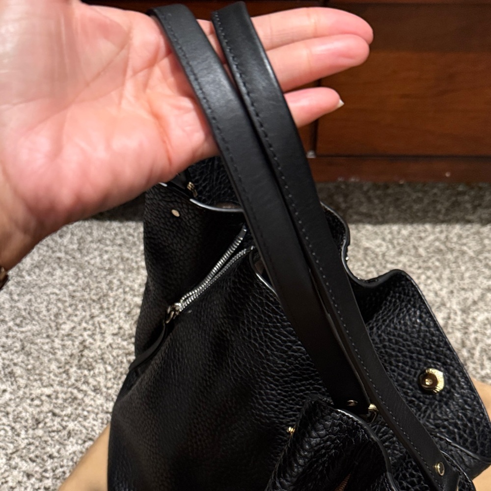 SOLD Burberry Textured Black Leather Shoulder Tote - Picture 13 of 15